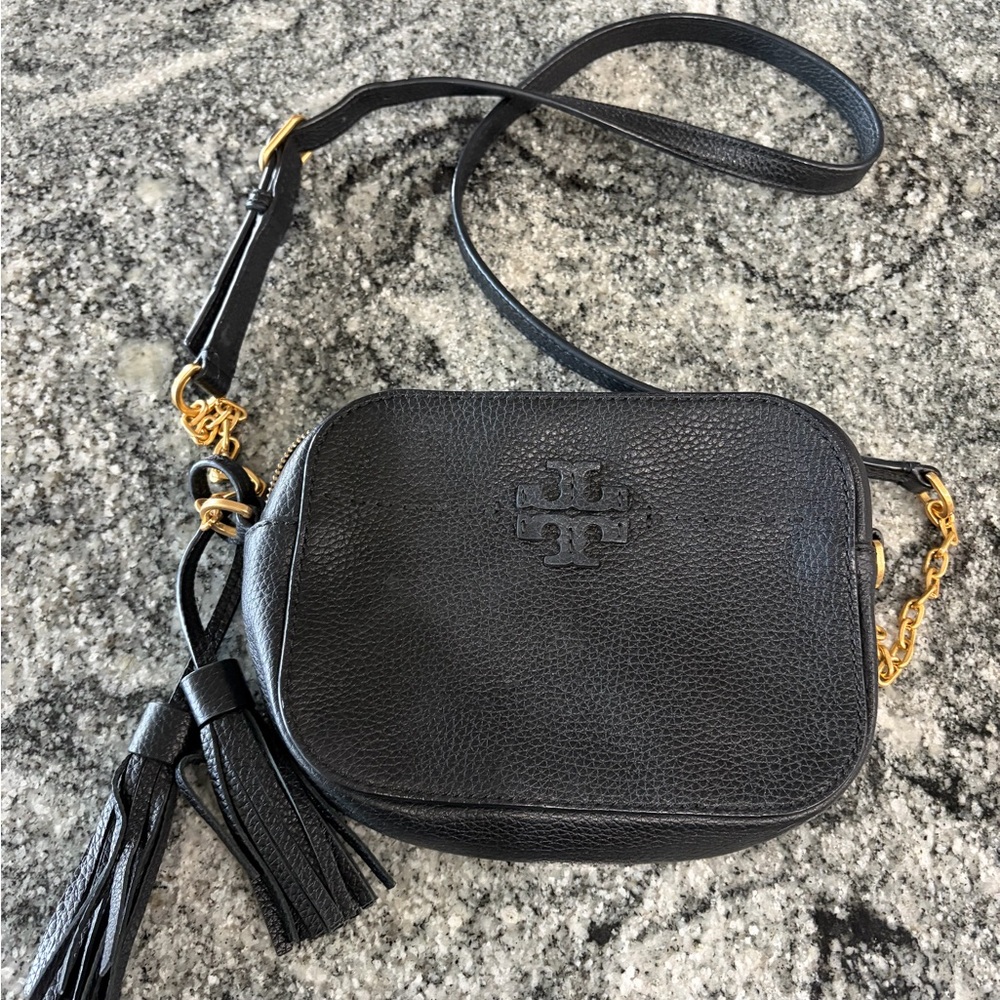 Tory Burch Black Crossbody Bag with Gold Accents